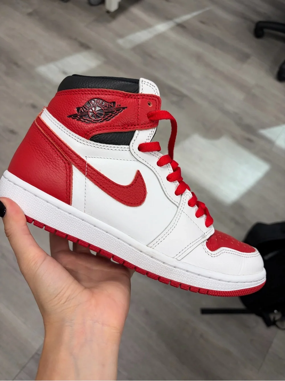 Jordan Men’s High Top Sneakers - White/Red/Black